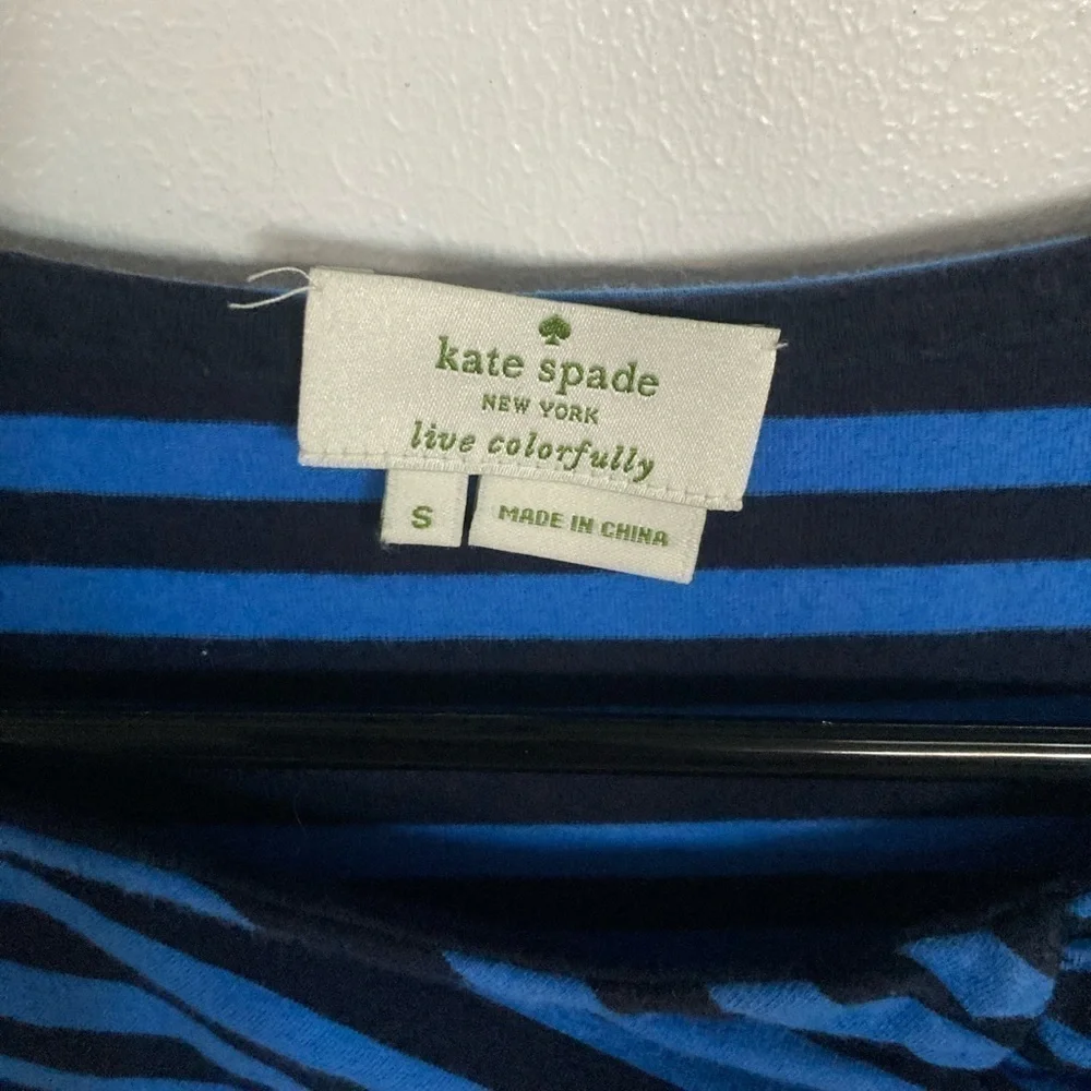 Kate Spade blue & black striped long sleeve top in size small
